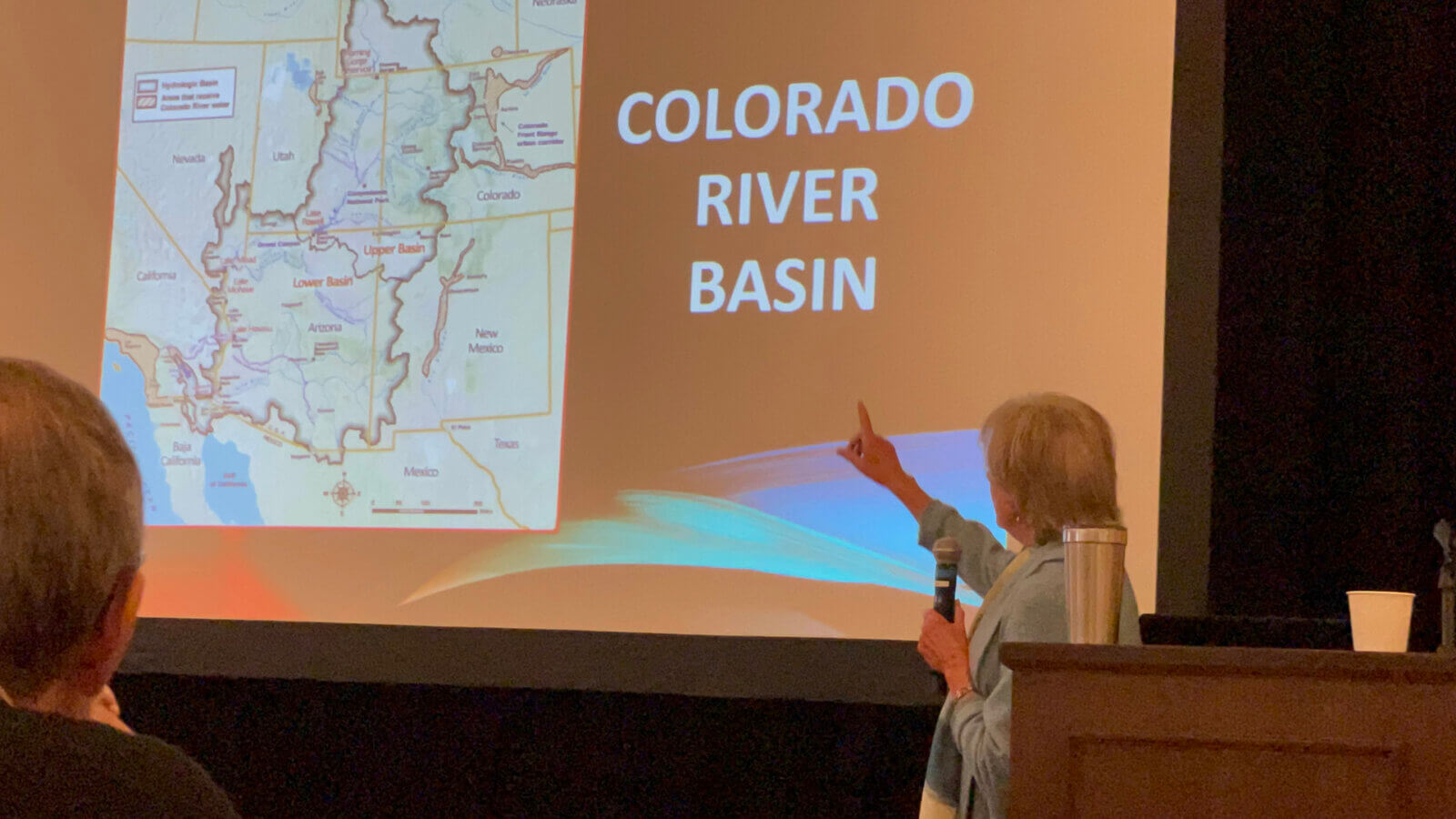 Anne Castle discussing slide of Colorado River Basin