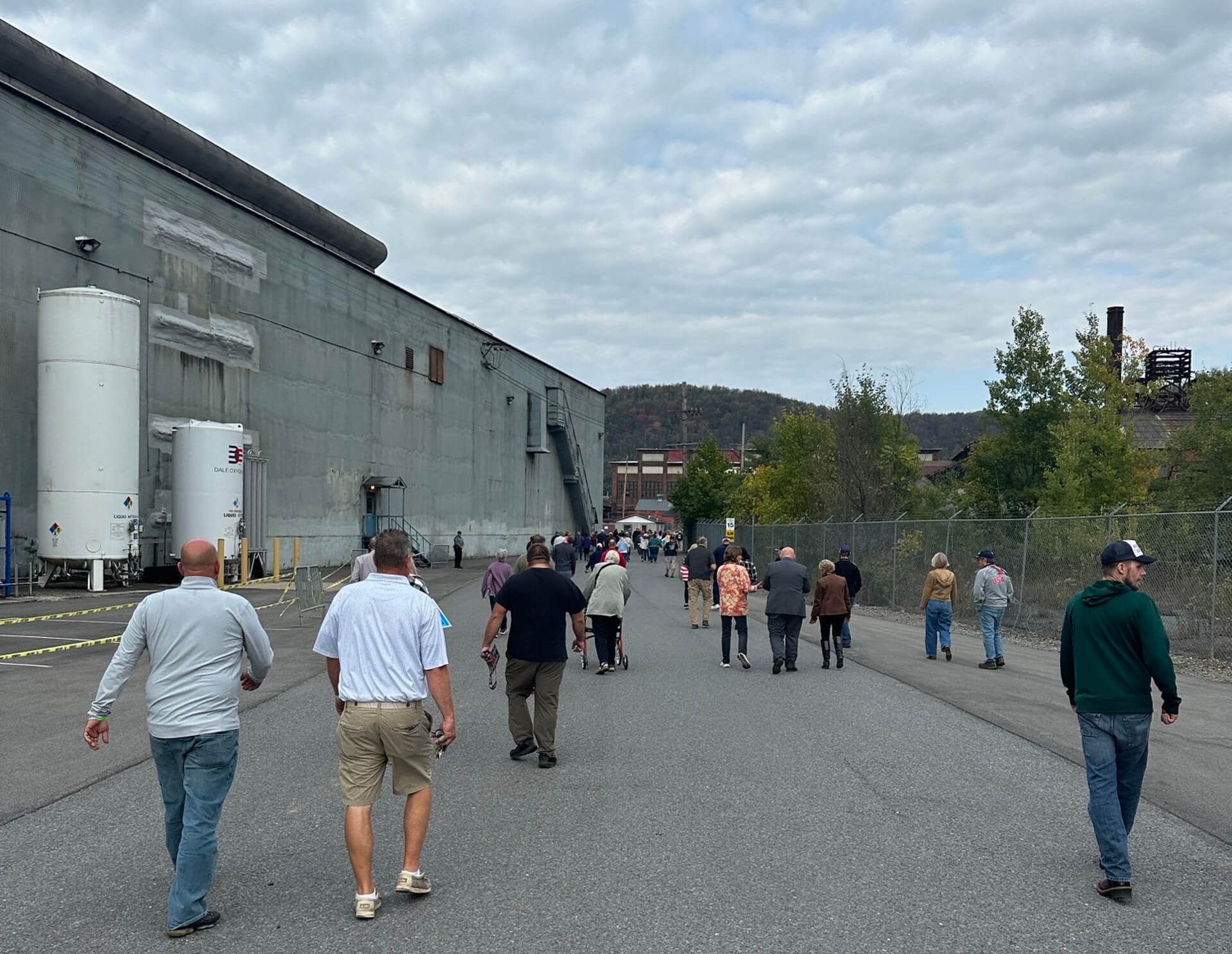 Supporters approaching a JD Vance rally