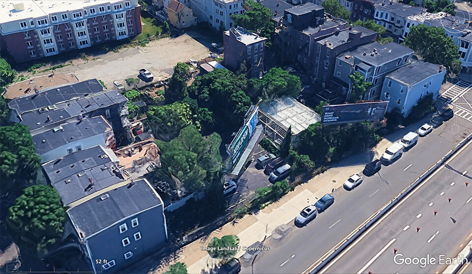 Aerial view of Eastie and abutters from Google Earth