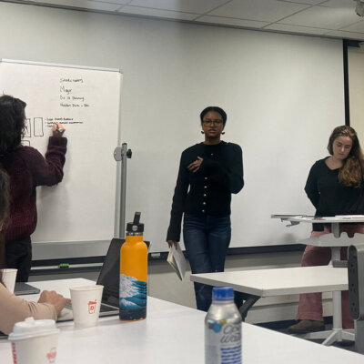 Students presenting their case study analysis